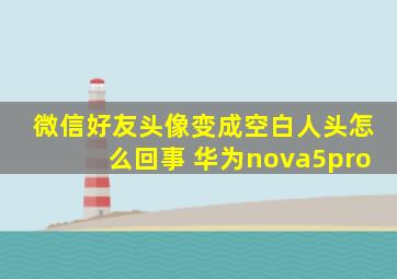 微信好友头像变成空白人头怎么回事 华为nova5pro